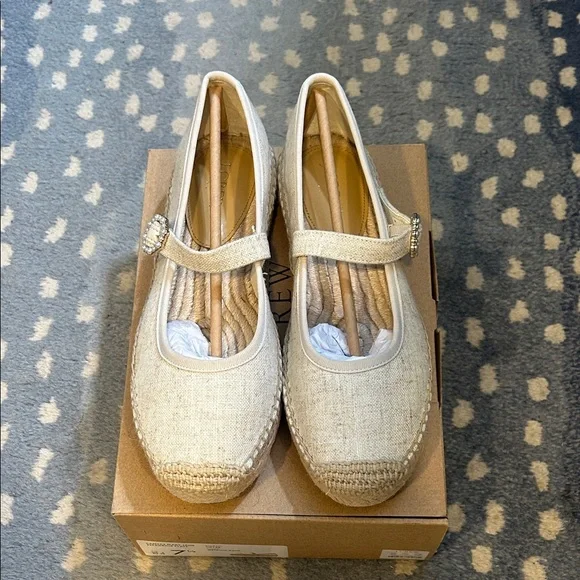 J. Crew Factory Cream Espadrille Mary Jane Shoes - Picture 2 of 5